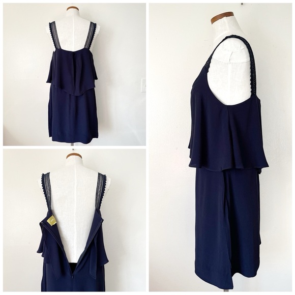 Anthropologie Maeve Navy Blue shift dress mini length size 8 preowned - Picture 5 of 7
